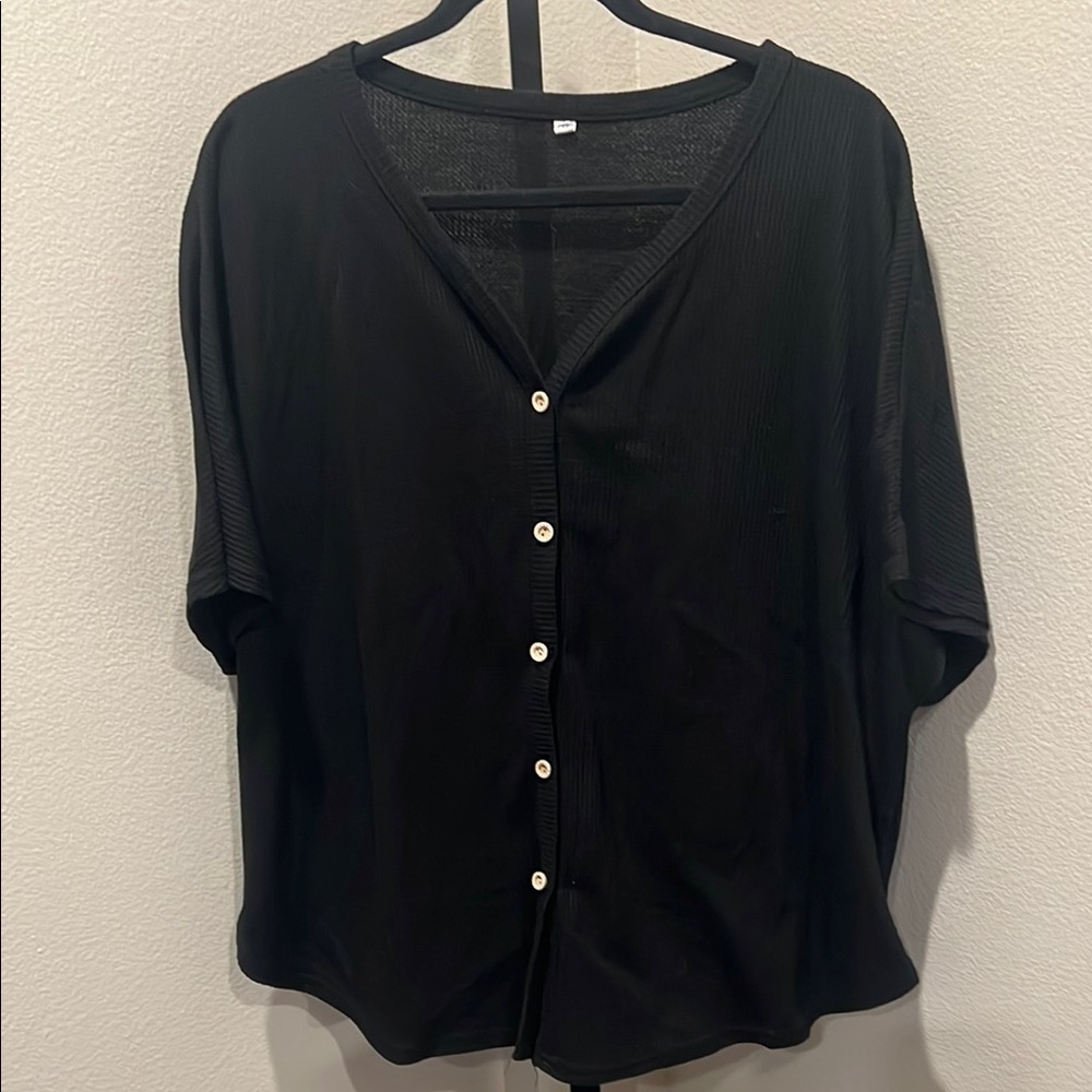 Black Button-Up cotton shirt NWOT